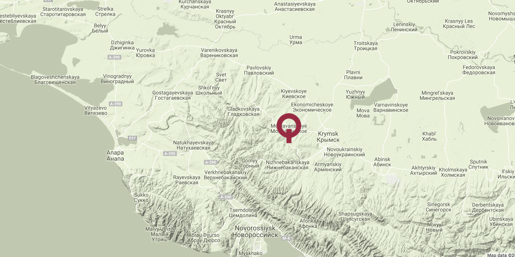 Долина Лефкадия на карте Краснодарского края