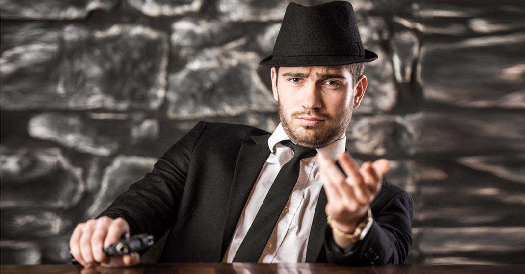 Count expression. Gangster stock photo.